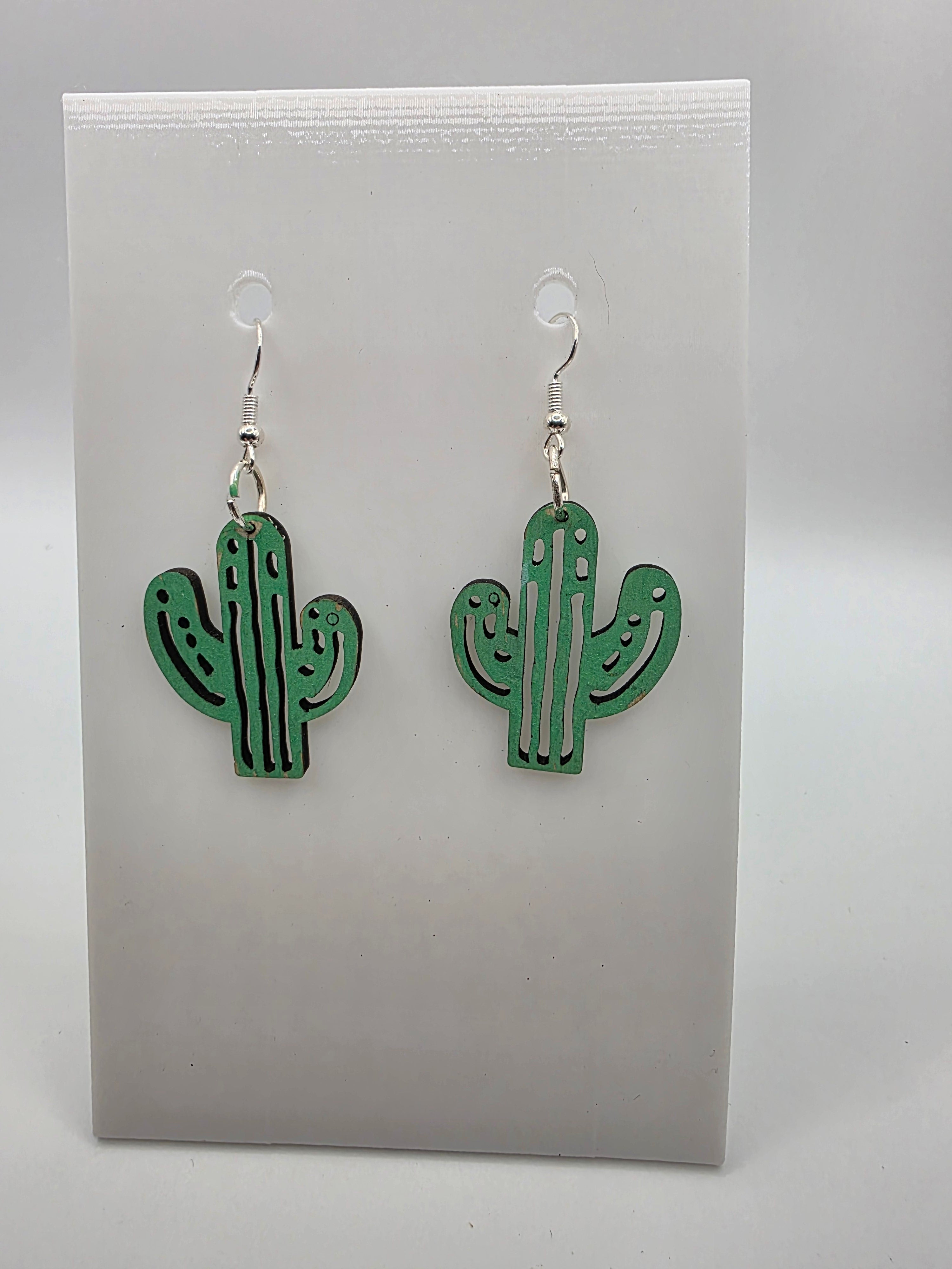 Wood Cactus earrings